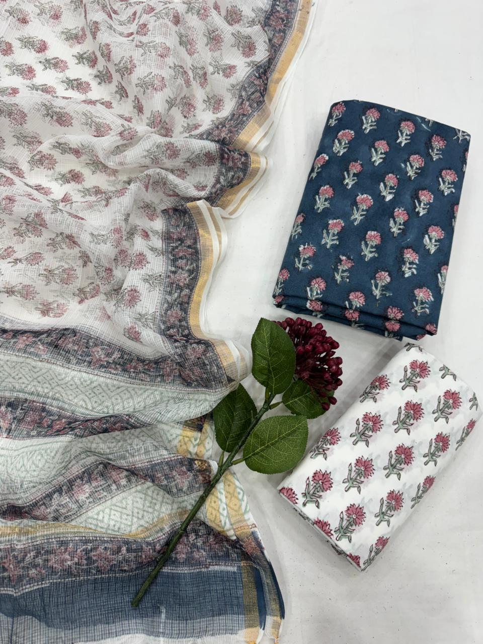 Cotton Suit Set With Kota Doriya Dupatta