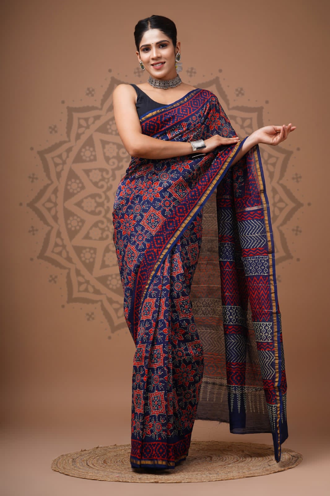 Handblock Chanderi Silk Saree