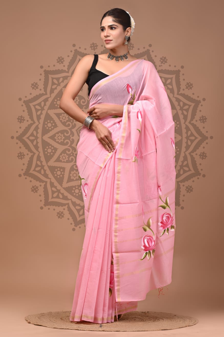 Exclusive Bagru Hand Block Pritned Chanderi Silk Saree with Blouse