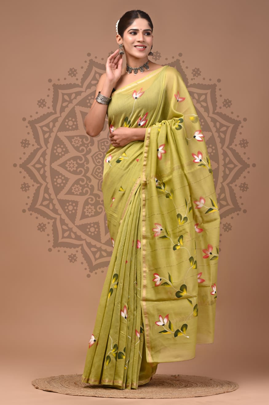 Exclusive Bagru Hand Block Pritned Chanderi Silk Saree with Blouse