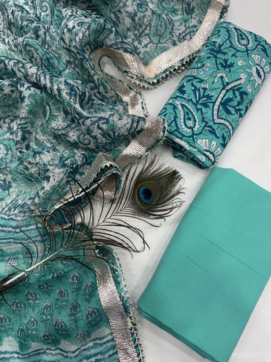 Cotton suit Set With Kota Doriya Dupatta