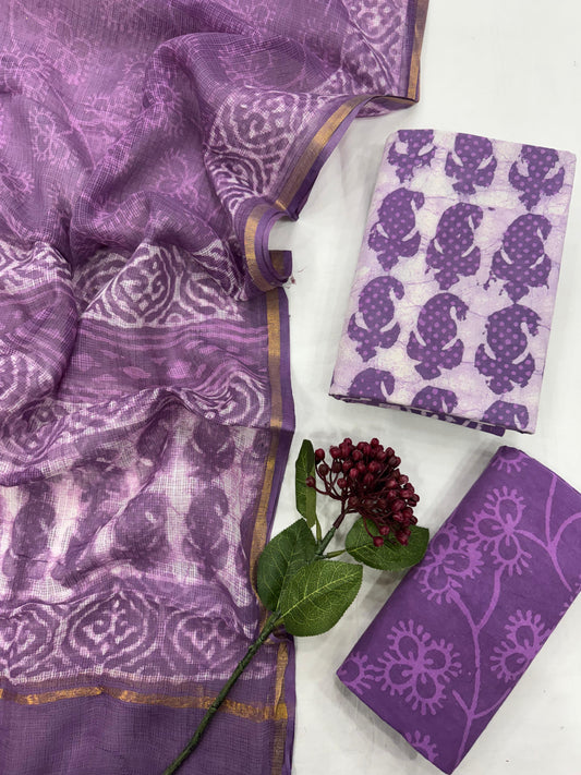 Cotton Suit Set With Kota Doriya Dupatta