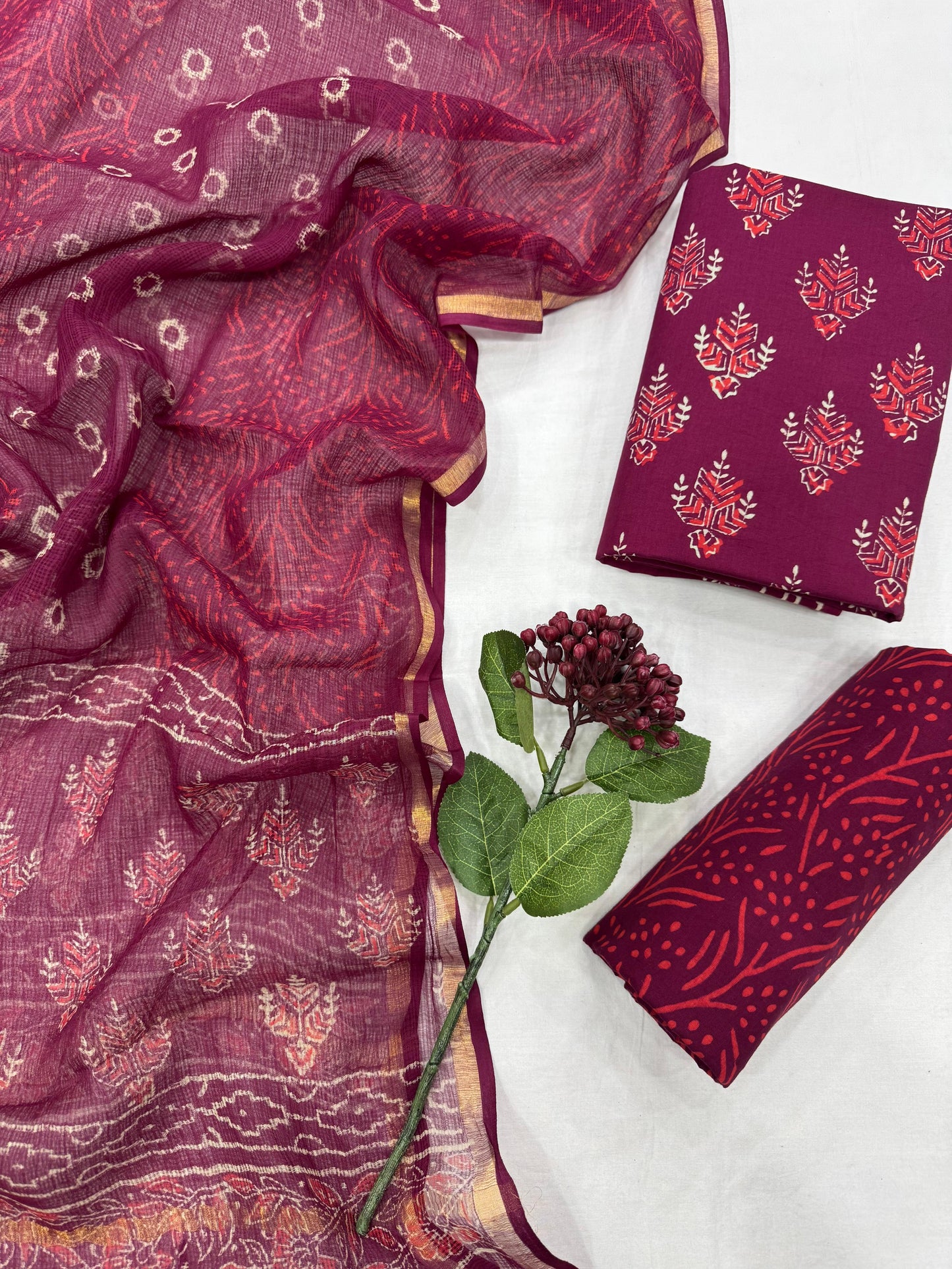 Cotton Suit Set With Kota Doriya Dupatta