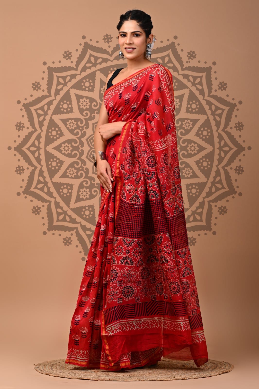 Handblock Chanderi Silk Saree