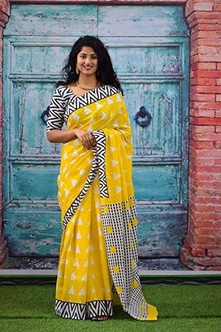 Bagrukala Authentic Bagru Print Cotton Saree with Blouse – Soft Daily Elegance