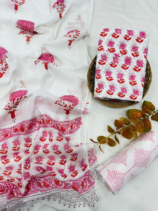 Bagrukala Traditional Cotton Suit with Soft Mul Cotton Dupatta