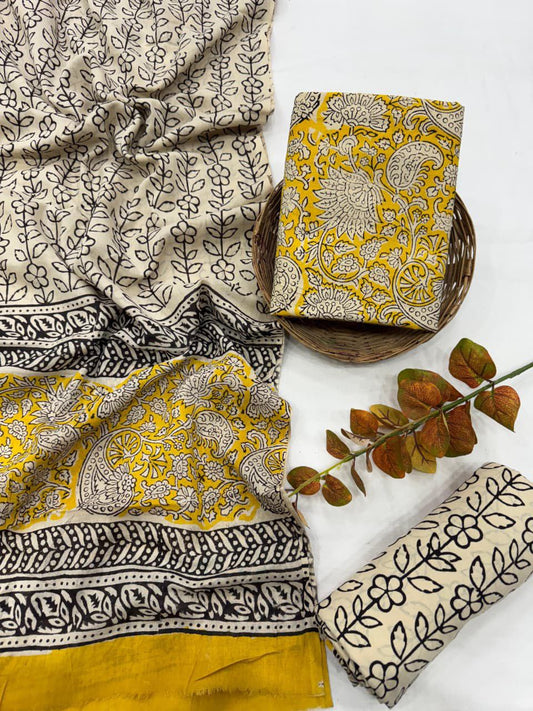 Bagrukala Traditional Cotton Suit with Soft Mul Cotton Dupatta