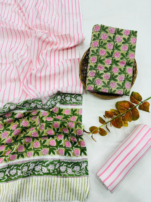 Bagrukala Traditional Cotton Suit with Soft Mul Cotton Dupatta