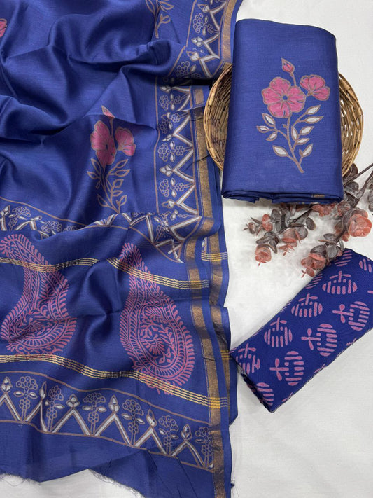 Bagrukala Traditional Cotton Suit with Soft Mul Cotton Dupatta