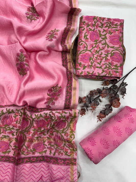 Bagrukala Traditional Cotton Suit with Soft Mul Cotton Dupatta