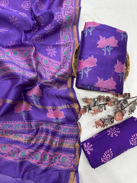 Bagrukala Traditional Cotton Suit with Soft Mul Cotton Dupatta